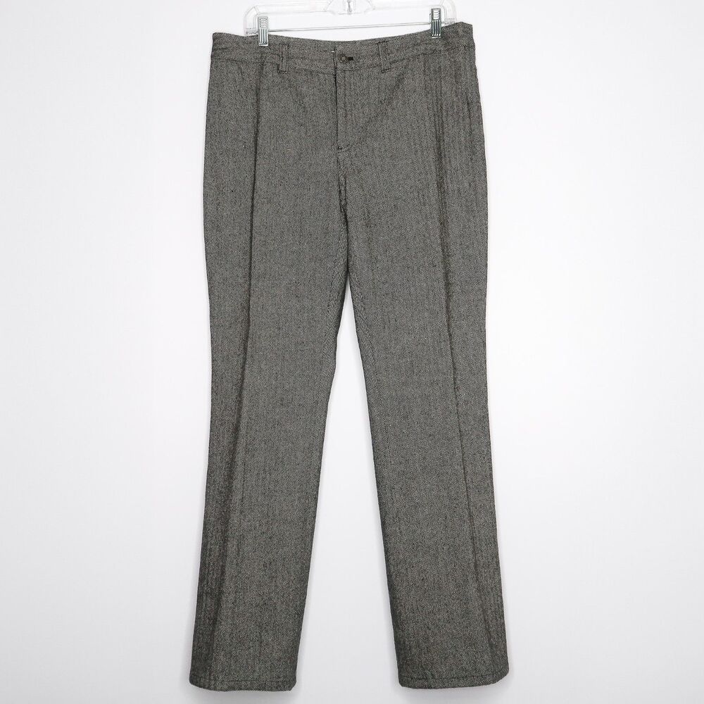 Tommy Hilfiger Womens Wool Blend Pants Size 12 Chevron Straight Leg Career